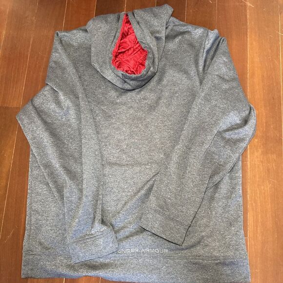 Under Armour Storm Mens Loose Pullover Hoodie Big Logo Size Medium Gray Red - Picture 8 of 8